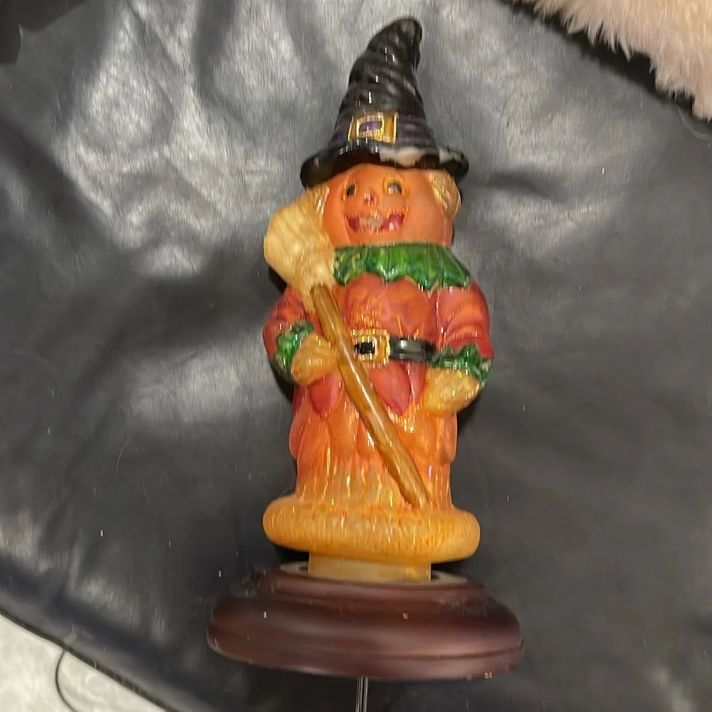 Vintage Old World Christmas Halloween Scarecrow Light - Merck Family w witch hat